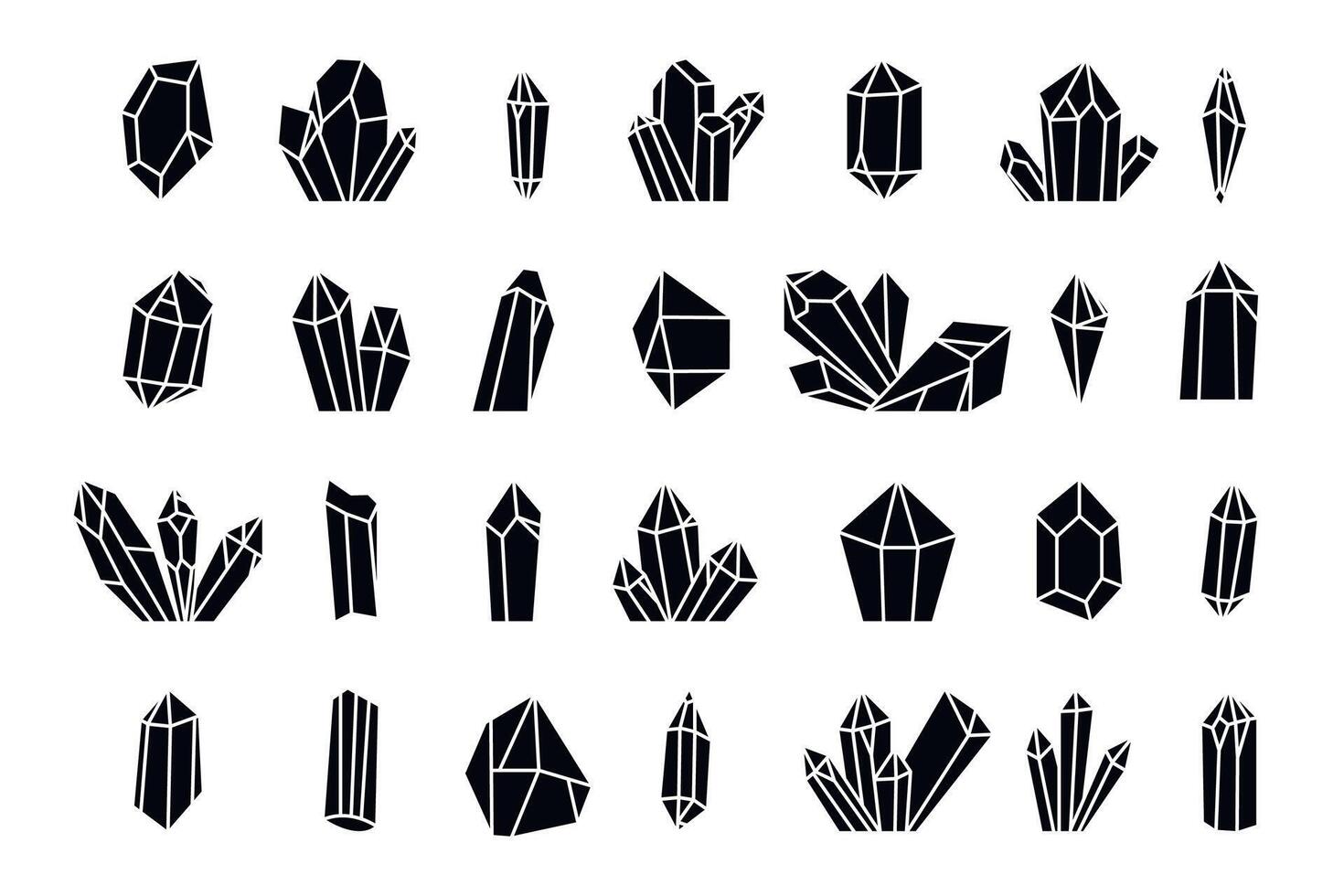 Vector set of hand drawn crystals.