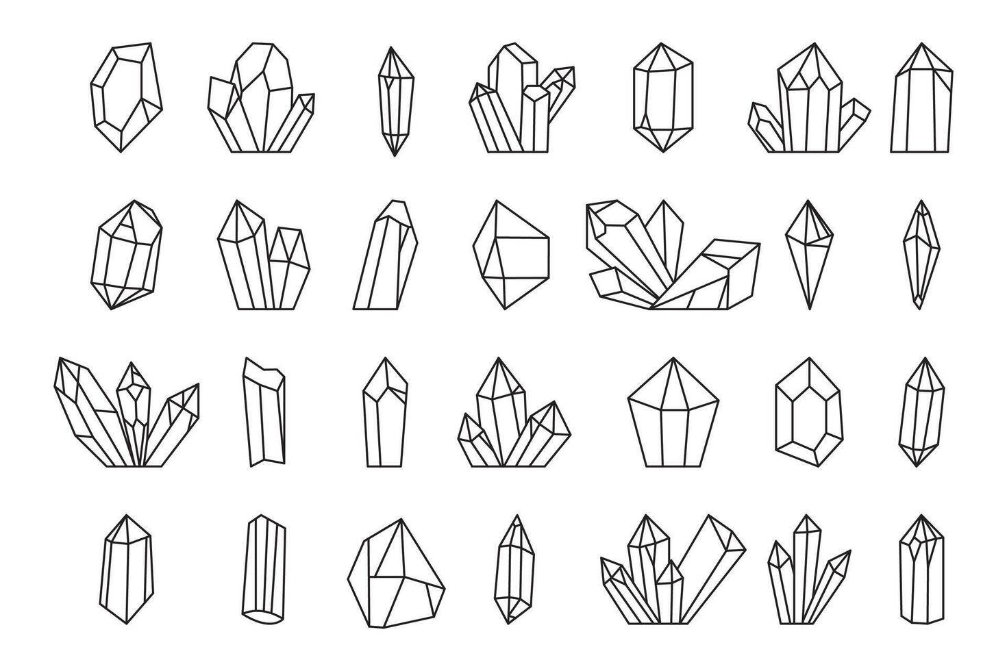 Vector set of hand drawn crystals.