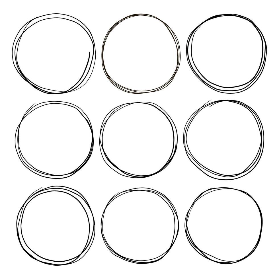 Hand drawn circle line. vector
