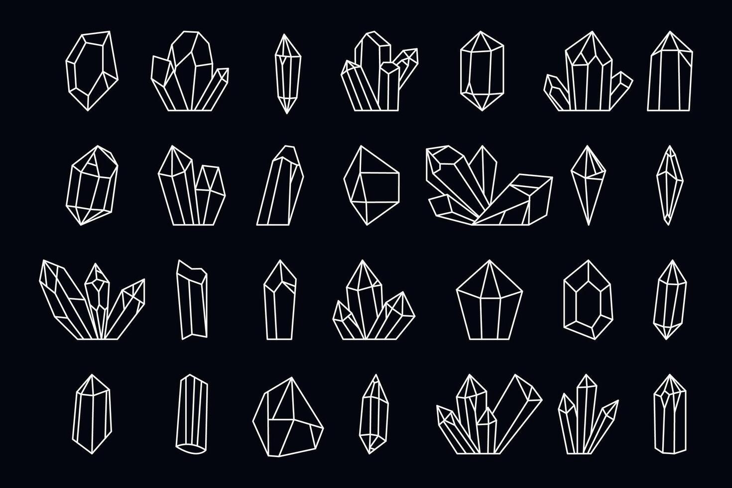 vector conjunto de mano dibujado cristales