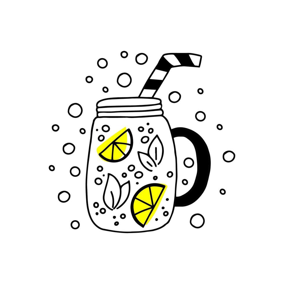 Mason jar glass of summer lemonade. vector