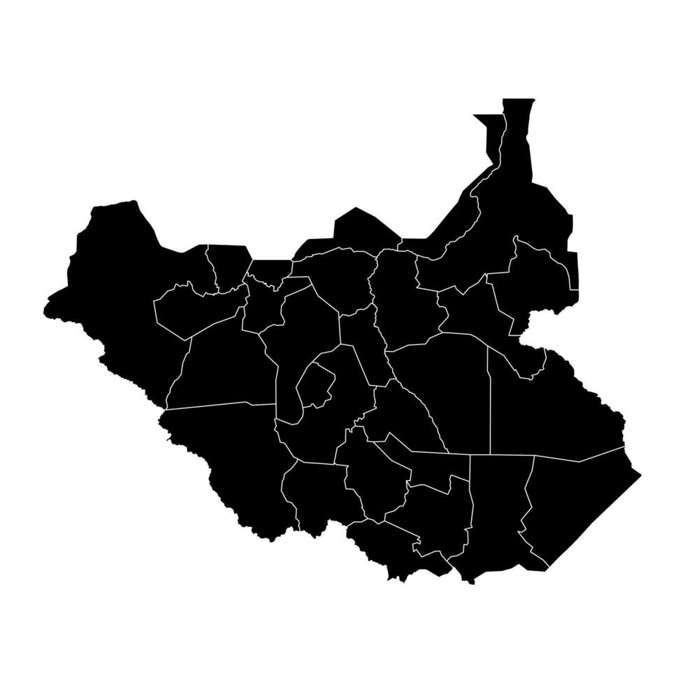 South Sudan map with administrative divisions. Vector illustration.