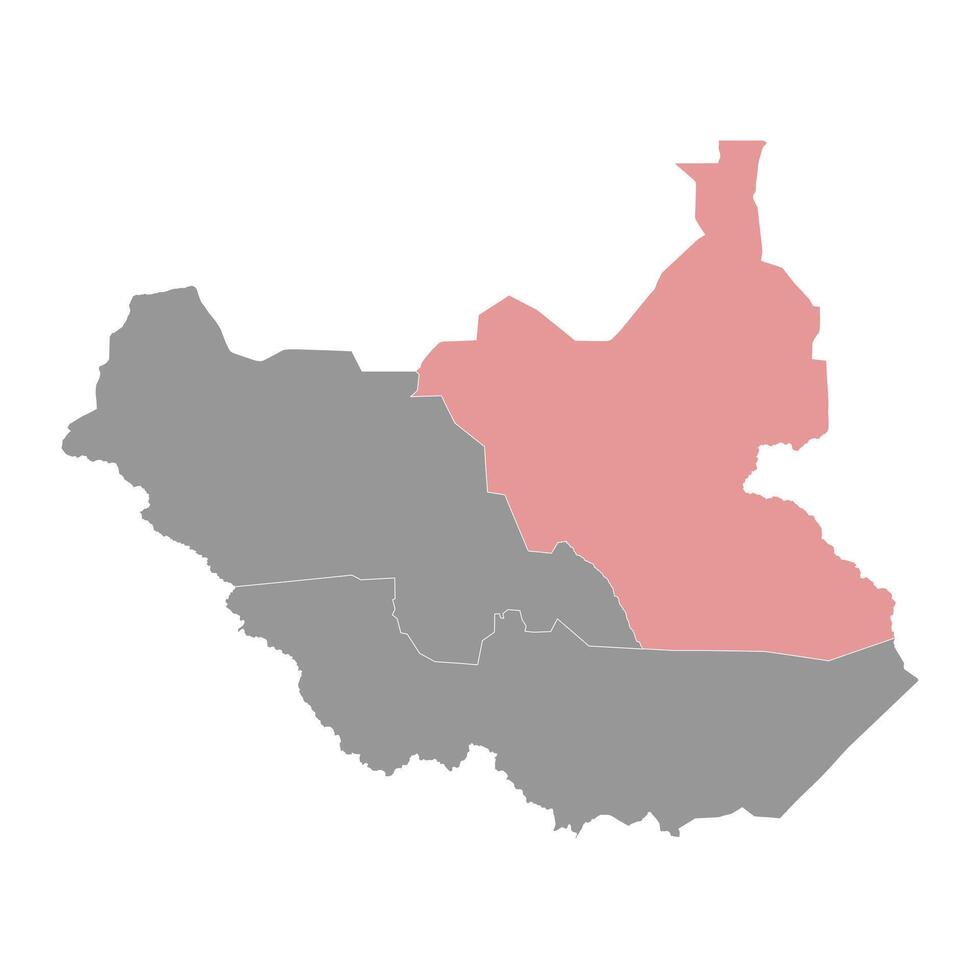 Greater Upper Nile region map, administrative division of South Sudan. Vector illustration.