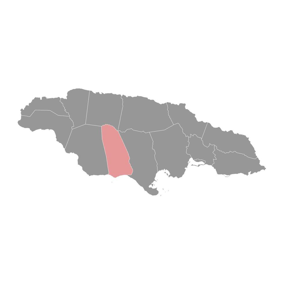 Manchester Parish map, administrative division of Jamaica. Vector illustration.