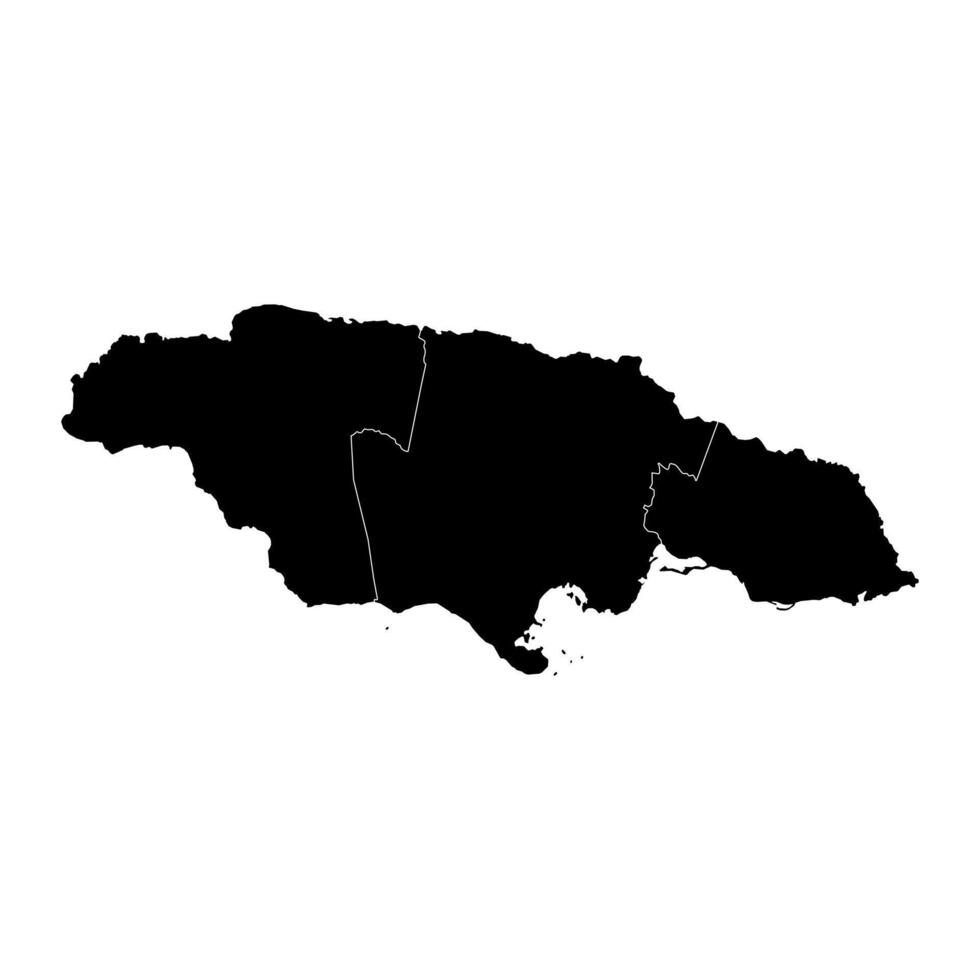 Jamaica map with counties. Vector illustration.