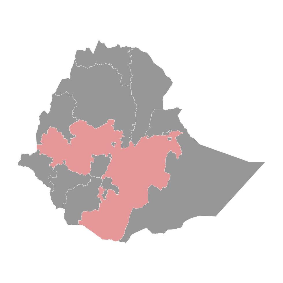 Oromia map, administrative division of Ethiopia. Vector illustration.