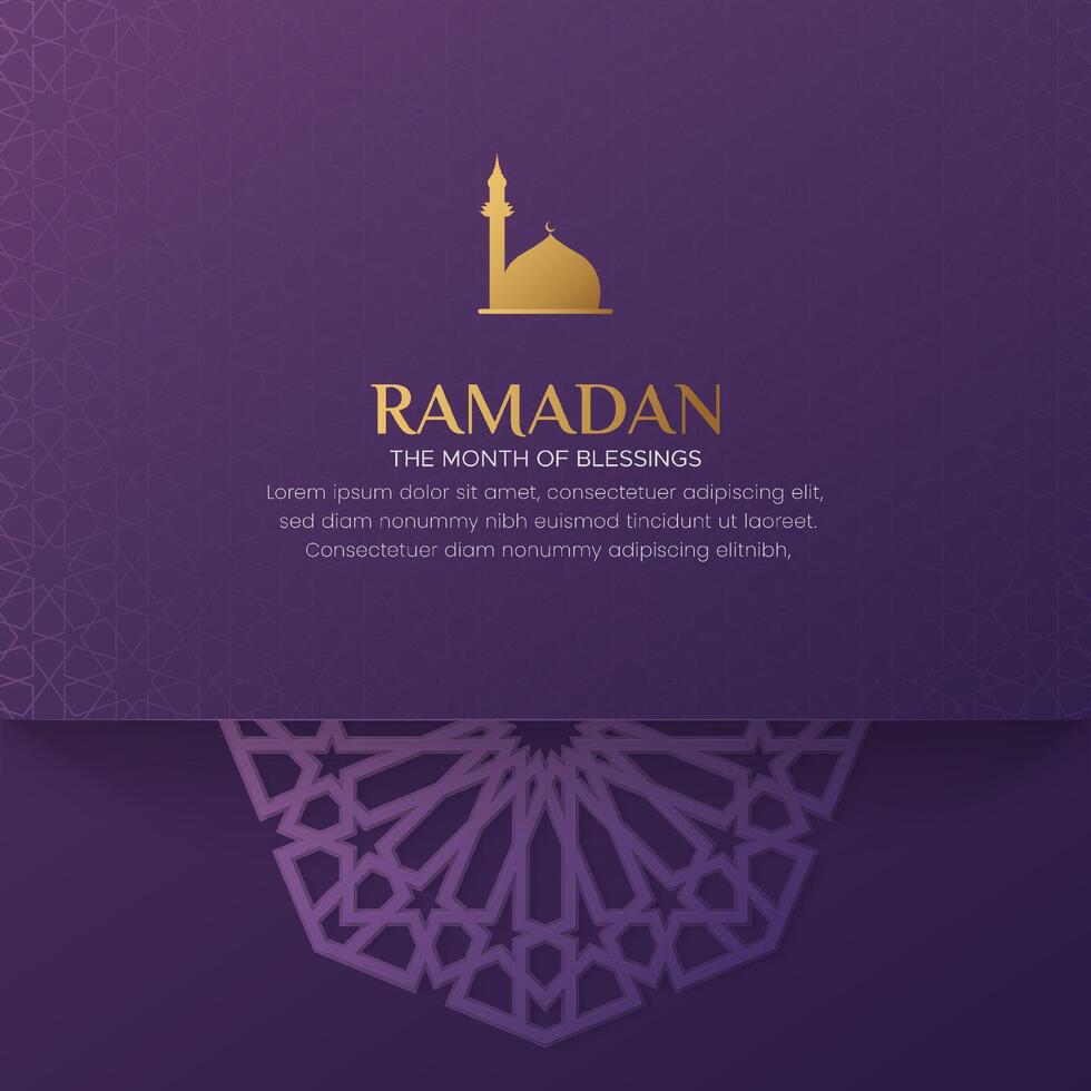 Ramadán kareem social medios de comunicación enviar saludo tarjeta modelo vector
