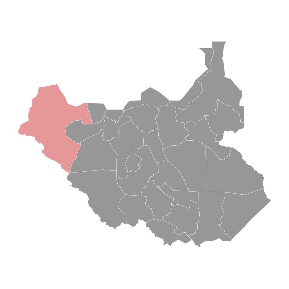 Lol State map, administrative division of South Sudan. Vector illustration.