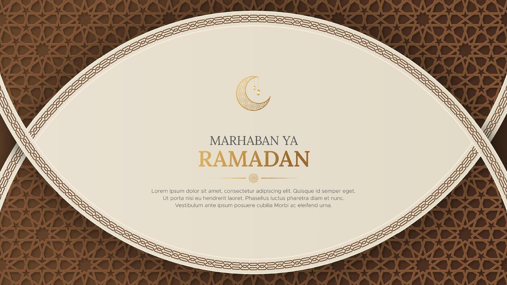 Ramadan Kareem Islamic background with interlaced arabesque border and Arabic style pattern vector