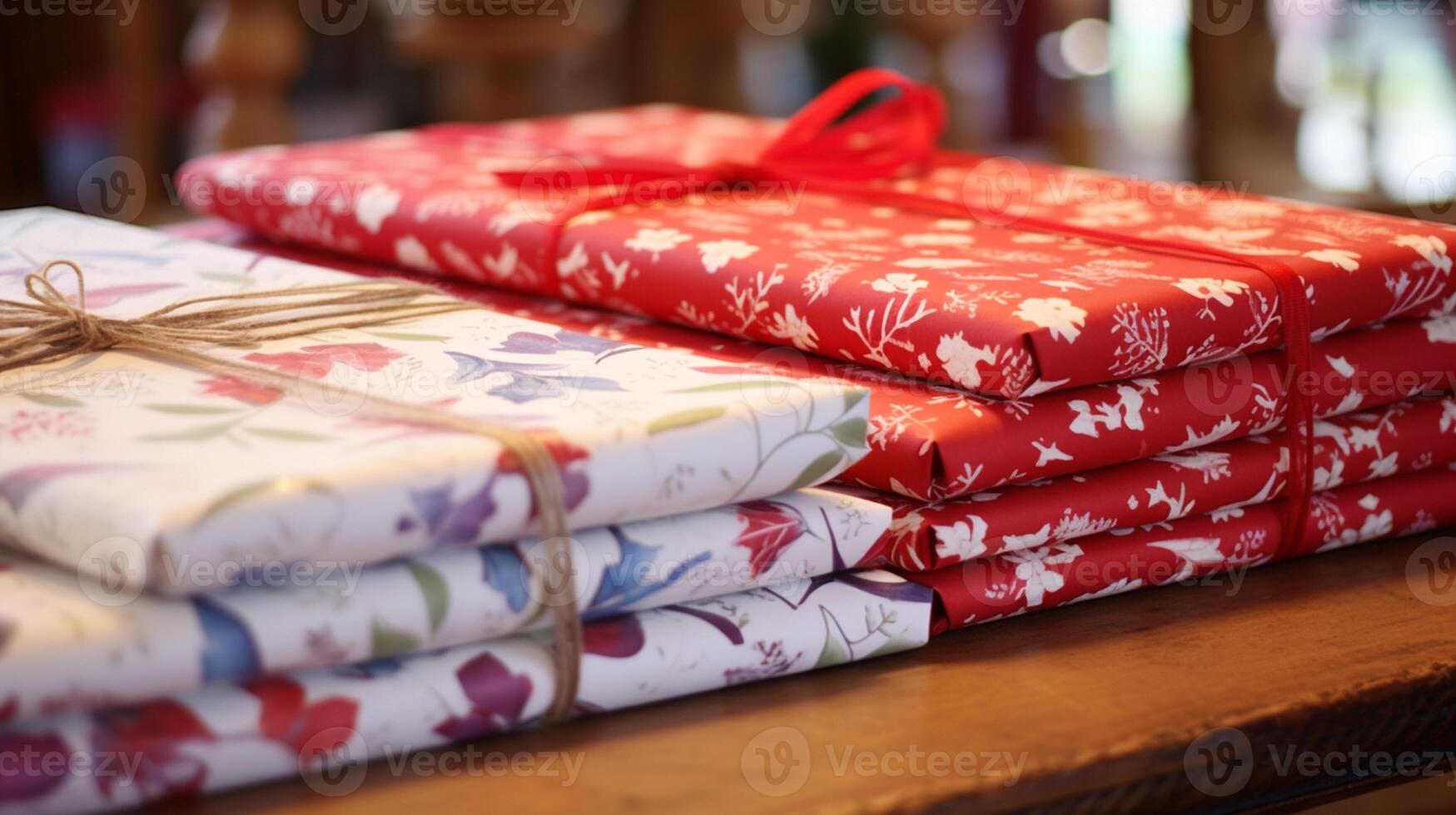 AI generated Christmas gift wrapping idea for boxing day and winter holidays in the English countryside tradition photo