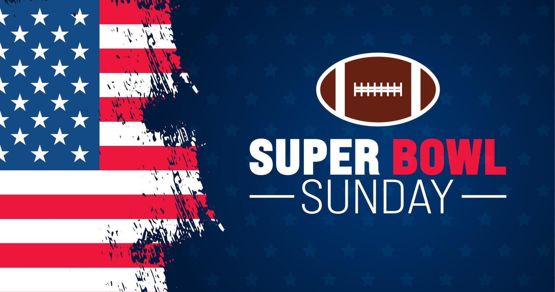 February is Super Bowl Sunday background template. football ball banner. Holiday concept. use to background, banner, placard, card, and poster design template with text inscription and standard color. vector