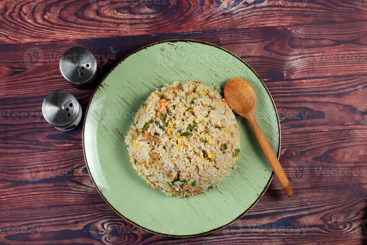 Egg Fried Rice served in a dish isolated on background side view of chinese food photo