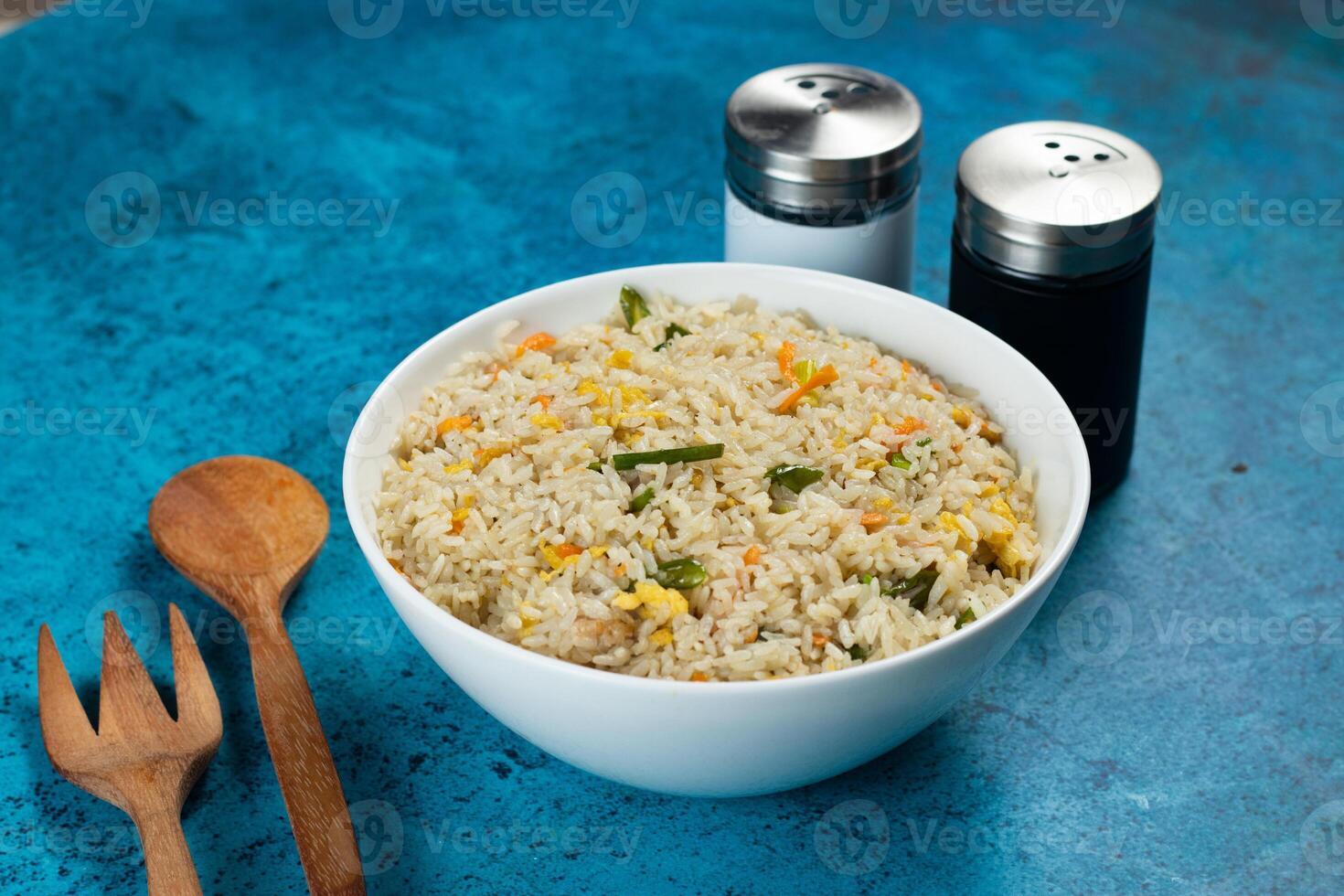 Egg Fried Rice served in a dish isolated on background side view of chinese food photo