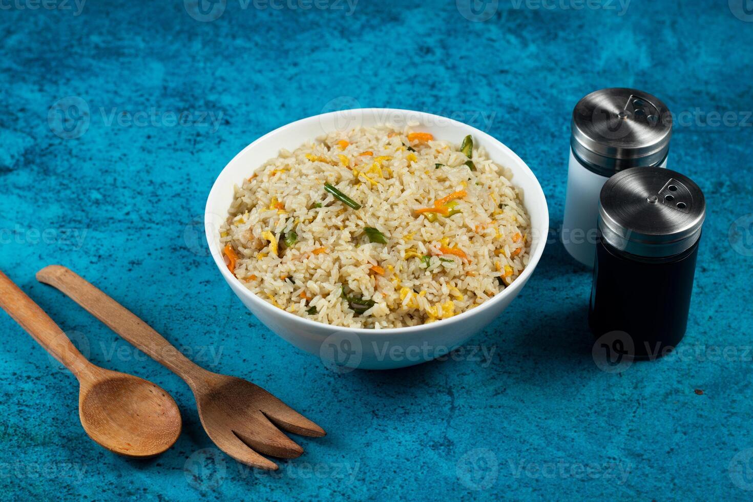 Egg Fried Rice served in a dish isolated on background side view of chinese food photo