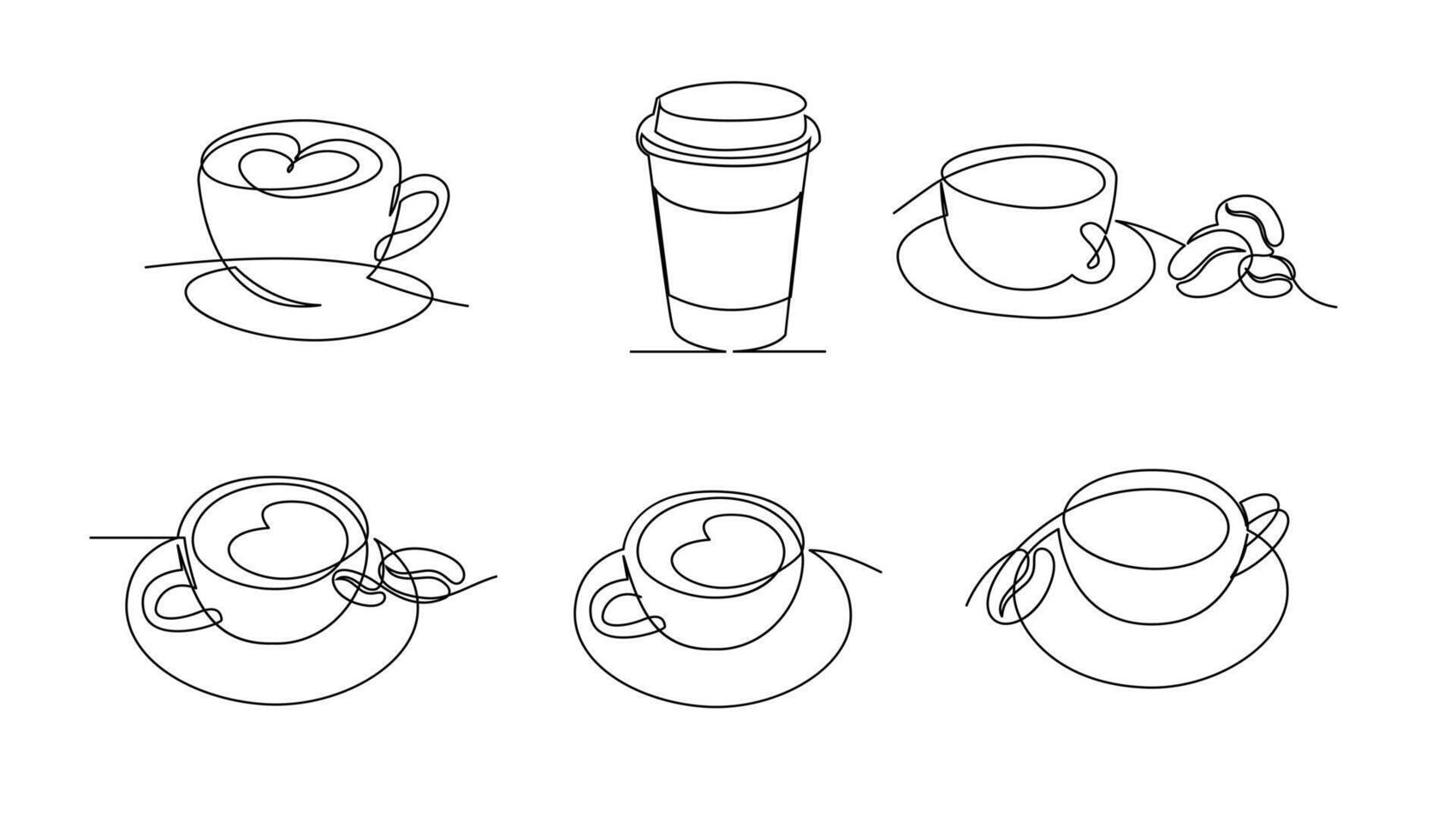 Cup continuous line art. Coffee or tea cup one line drawing. Hot drink with steam vector