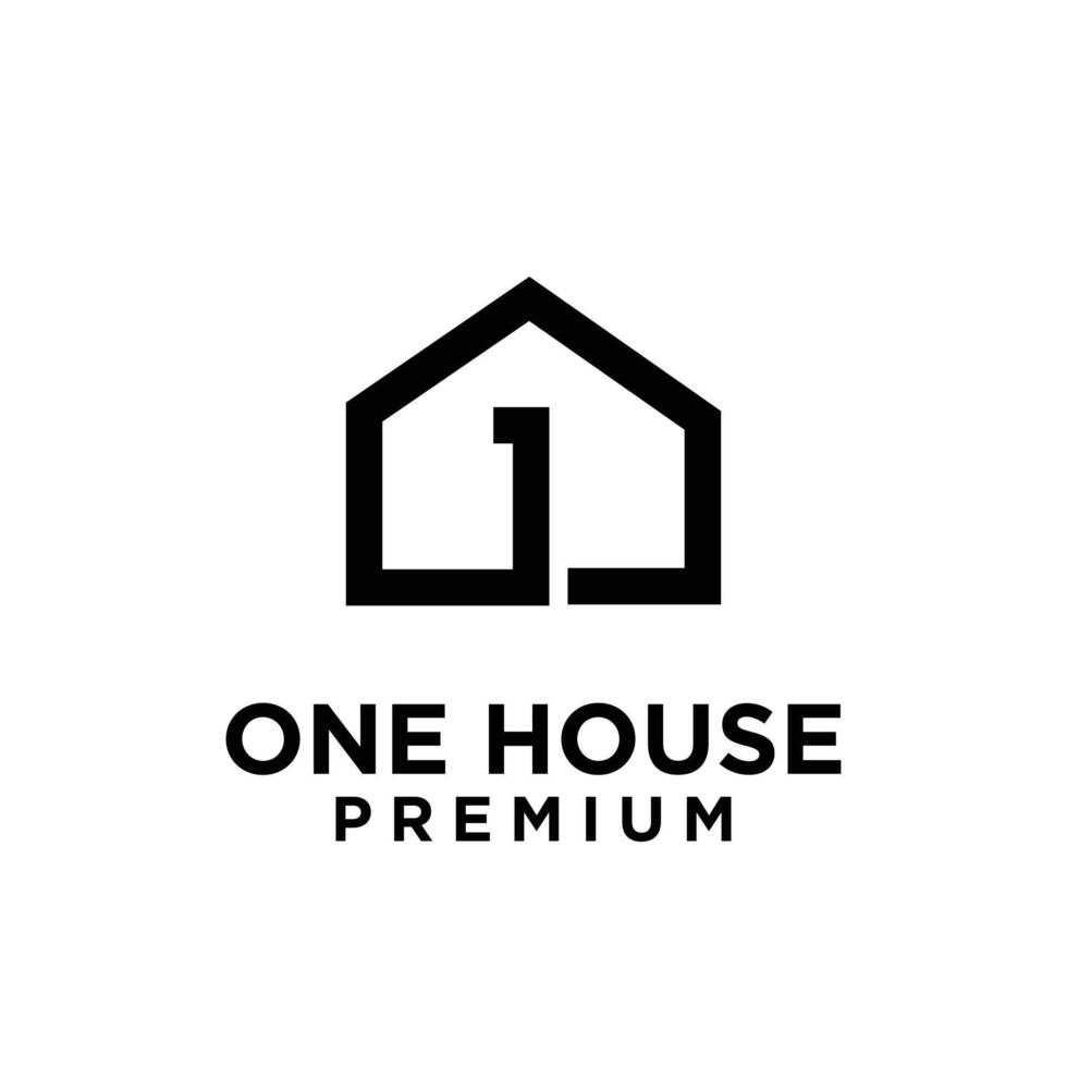 one 1 house home letter logo icon design vector