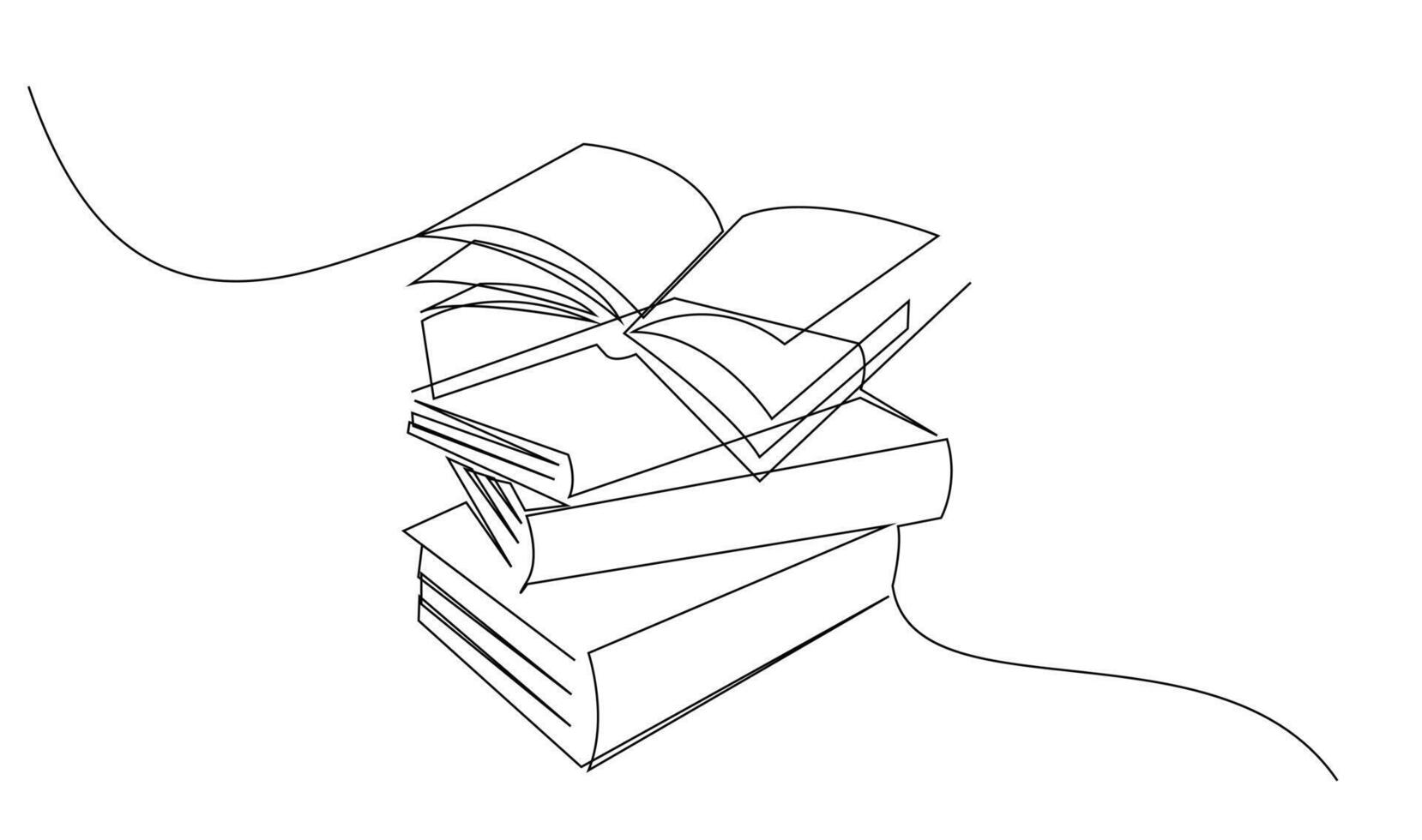 Continuous line art drawing of book illustration vector
