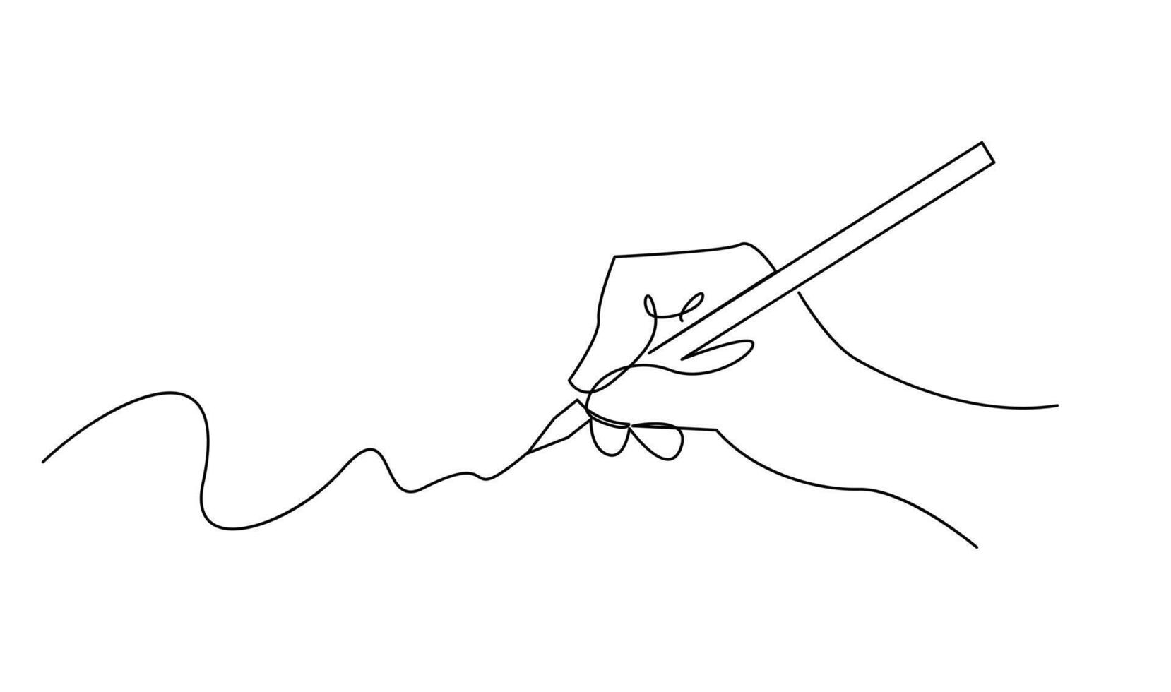 hand writing with pencil in continous line drawing vector illustration