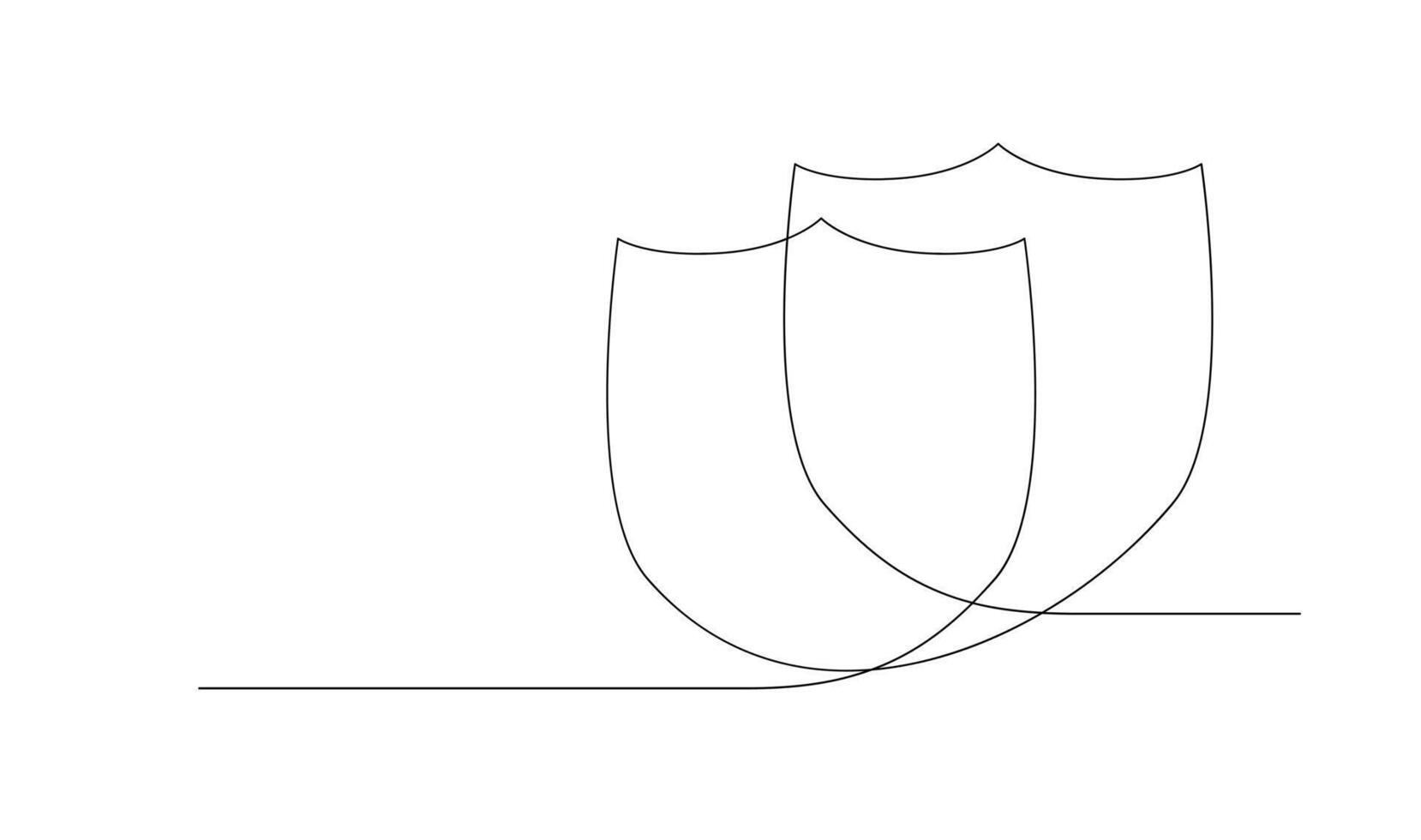 Shield continuous line art. Guard drawing sign. Protect linear symbol vector