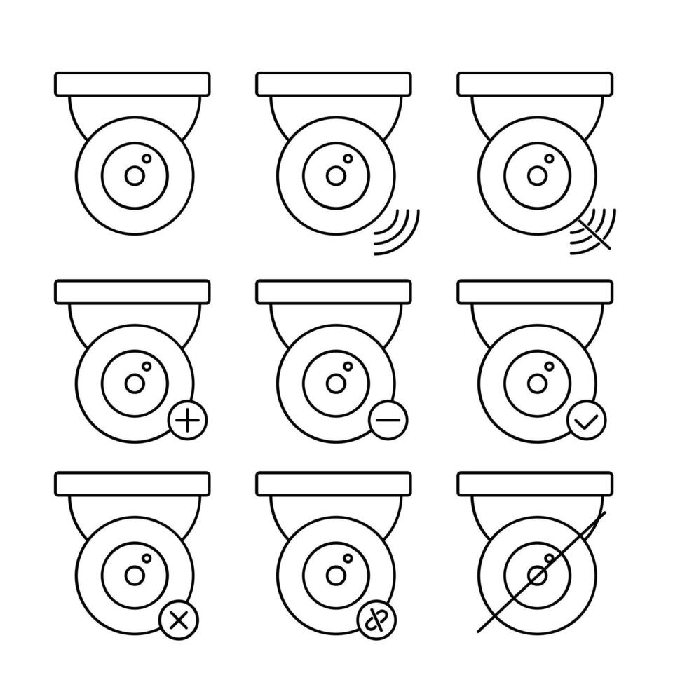 cctv camera icon line set collection design vector