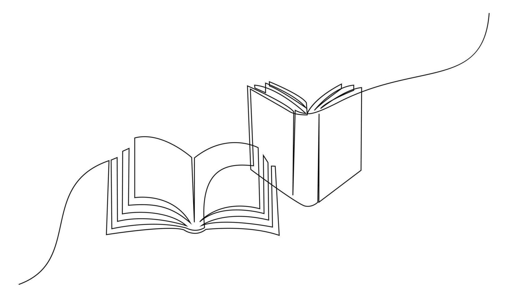 Continuous line art drawing of book illustration vector