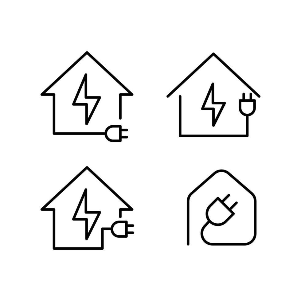 casa eléctrico hogar icono conjunto logo línea diseño vector