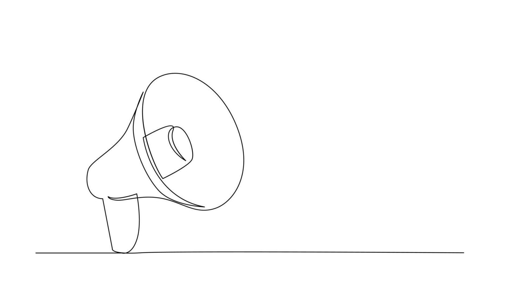 Continuous single one line art drawing of megaphone speaker for news and promotion vector illustration