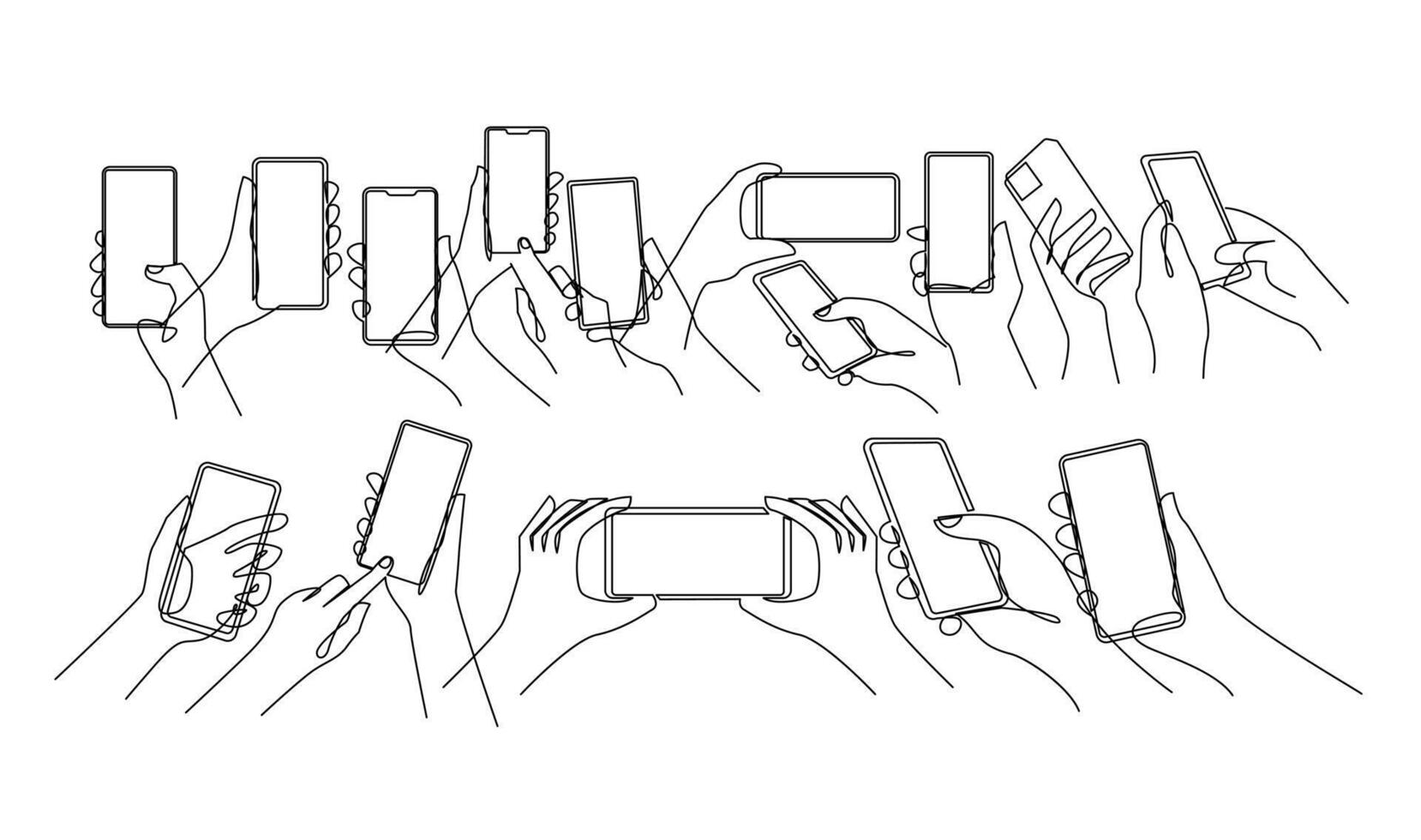 Hand holding phone continues illustration design vector