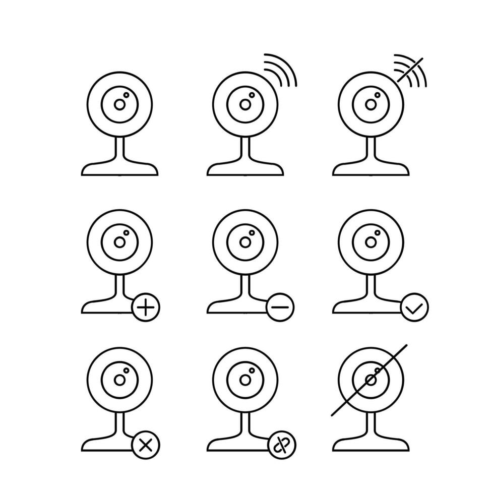 cctv camera icon line set collection design vector