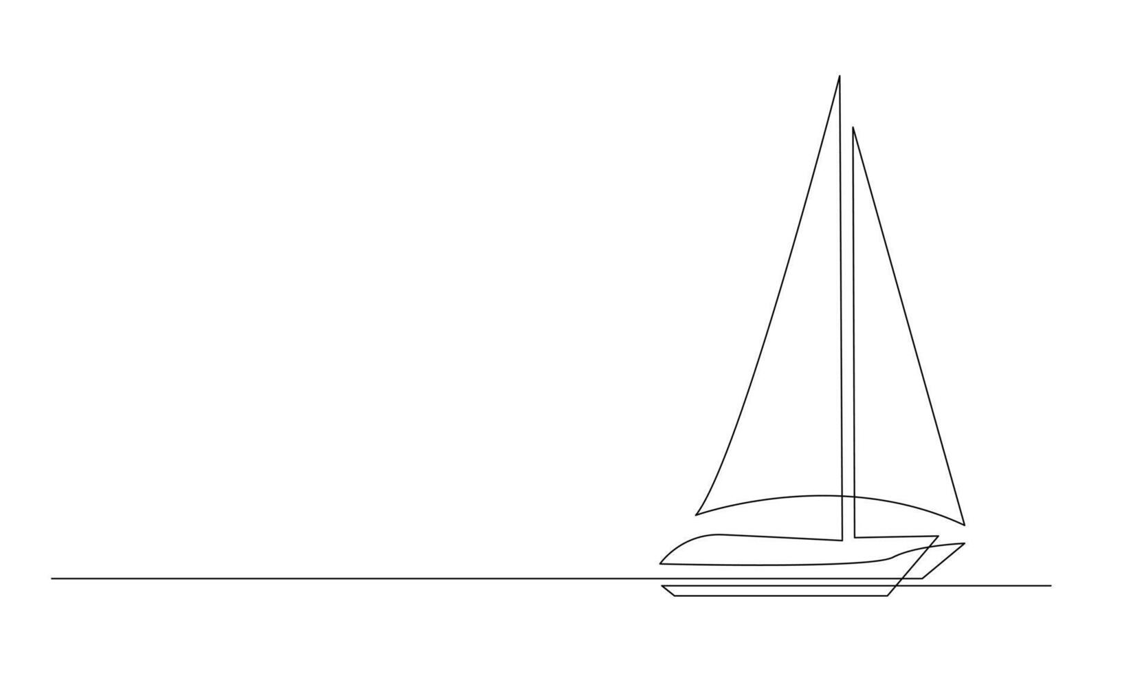 Single continuous line art sea boat icon. Yacht travel tourism concept silhouette symbol design. One sketch outline drawing vector illustration