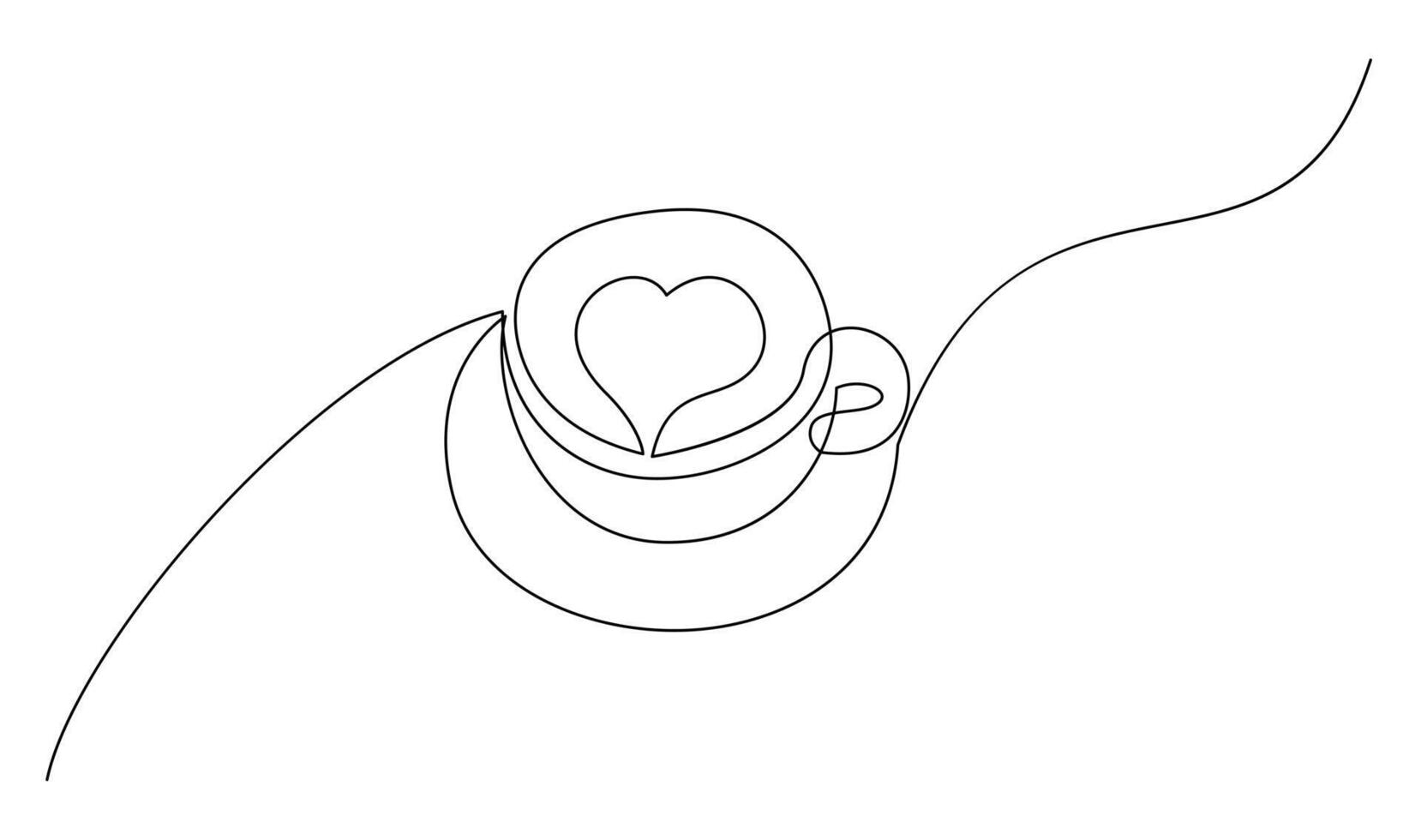 Cup continuous line art. Coffee or tea cup one line drawing. Hot drink with steam vector