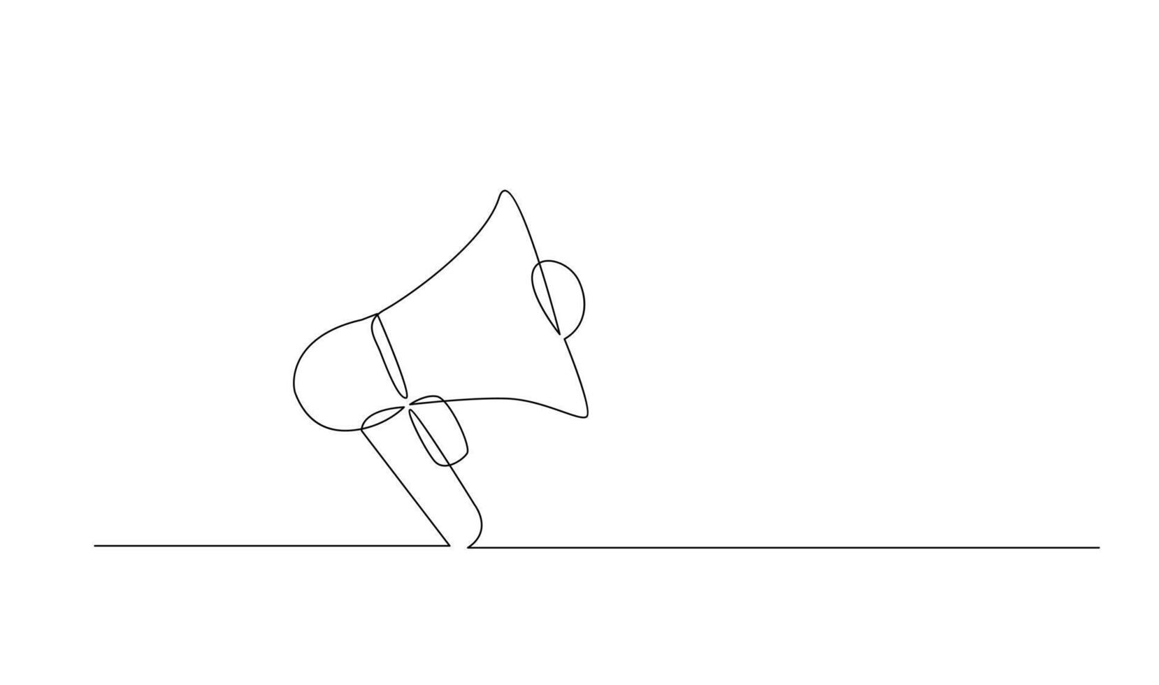 Continuous single one line art drawing of megaphone speaker for news and promotion vector illustration