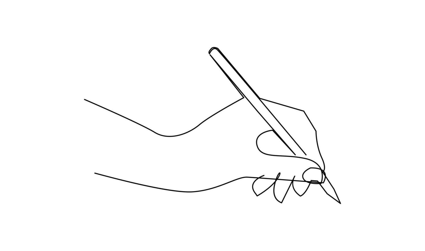 mano escritura con lápiz en continuo línea dibujo vector ilustración
