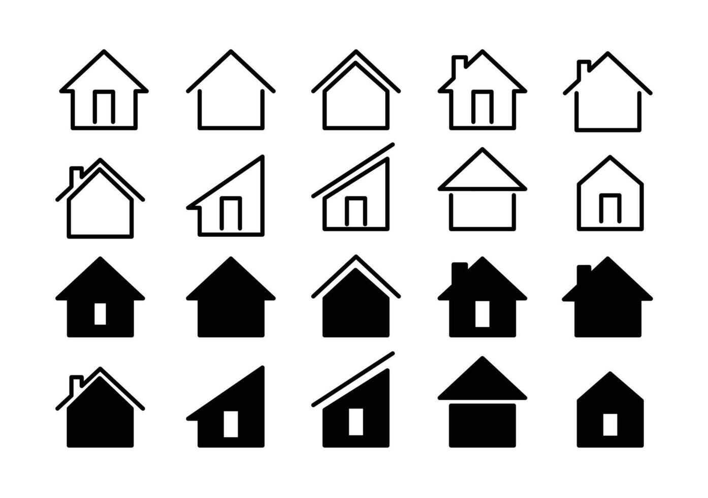 House home Icon set logo line design vector