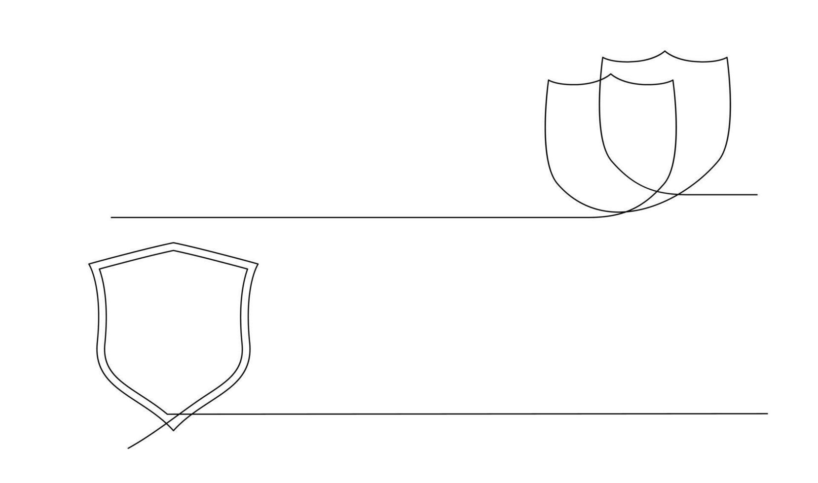 Shield continuous line art. Guard drawing sign. Protect linear symbol vector