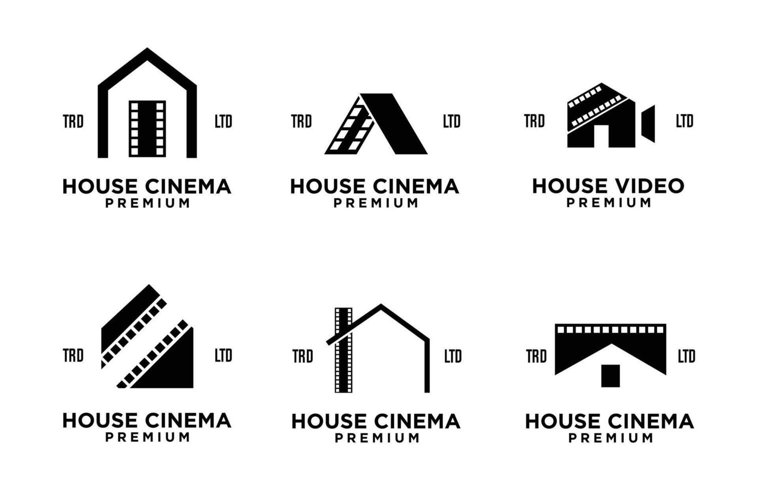 casa hogar estudio película cine vídeo logo icono diseño ilustración vector