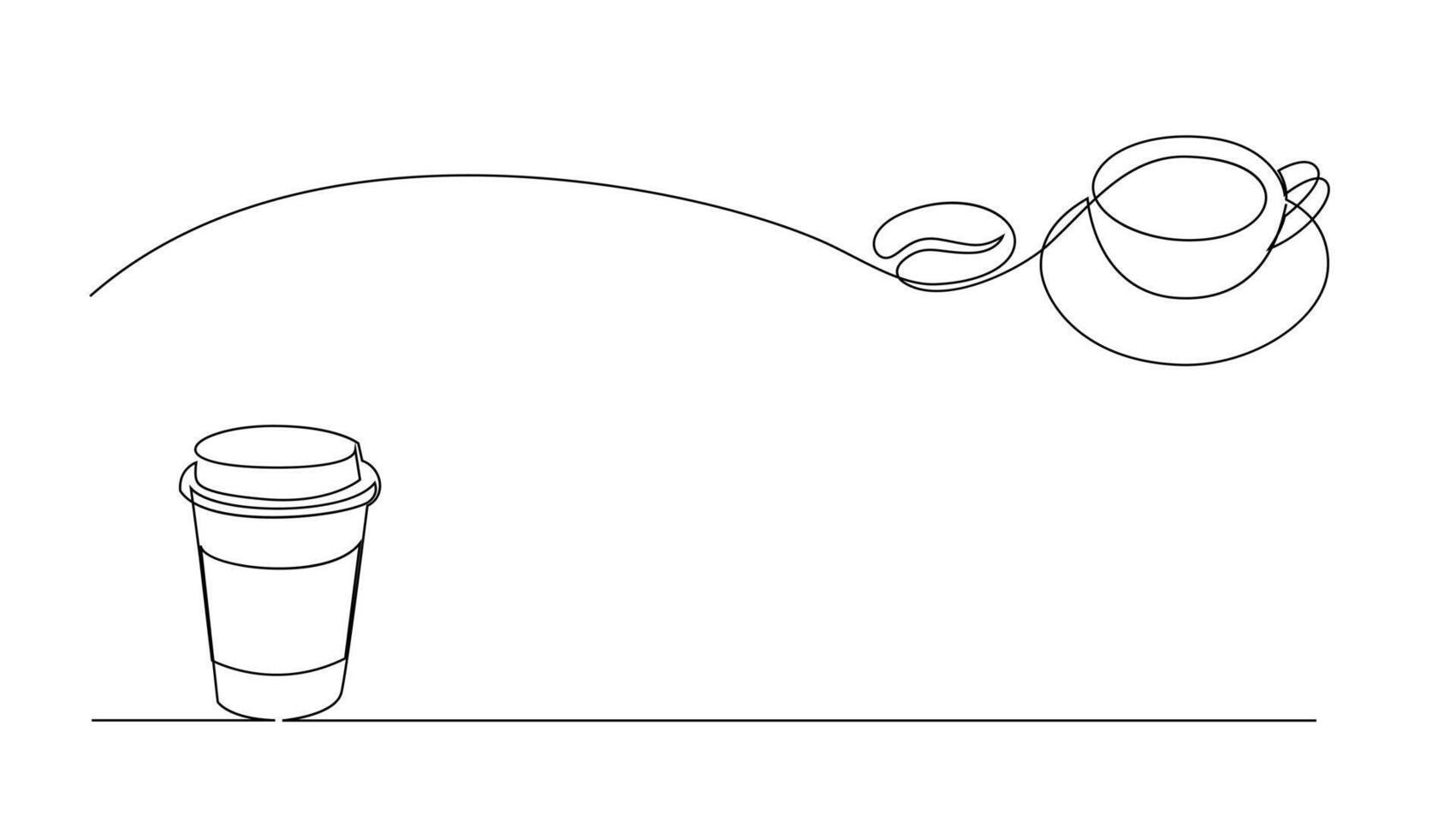 Cup continuous line art. Coffee or tea cup one line drawing. Hot drink with steam vector