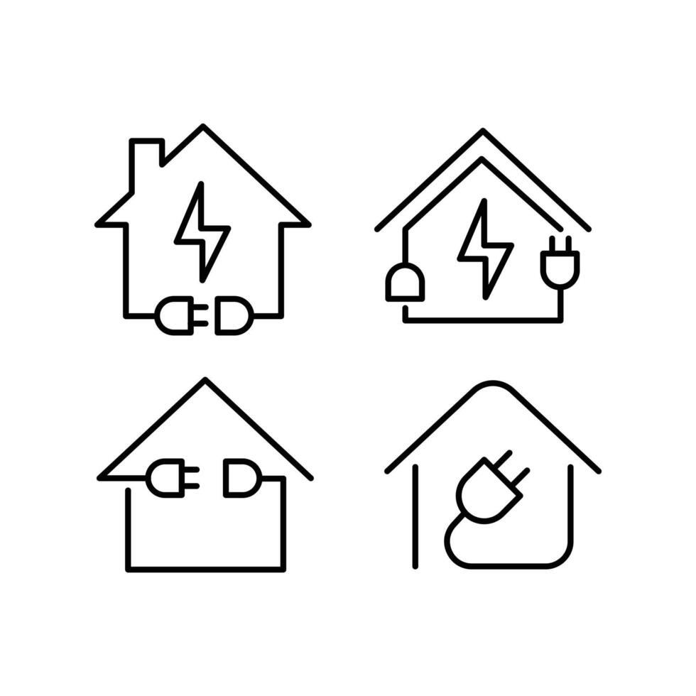 House Electric home Icon set logo line design vector