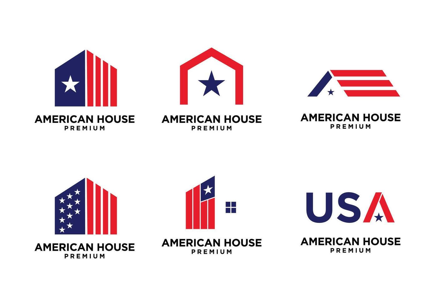 americano estrella hogar casa logo icono diseño vector