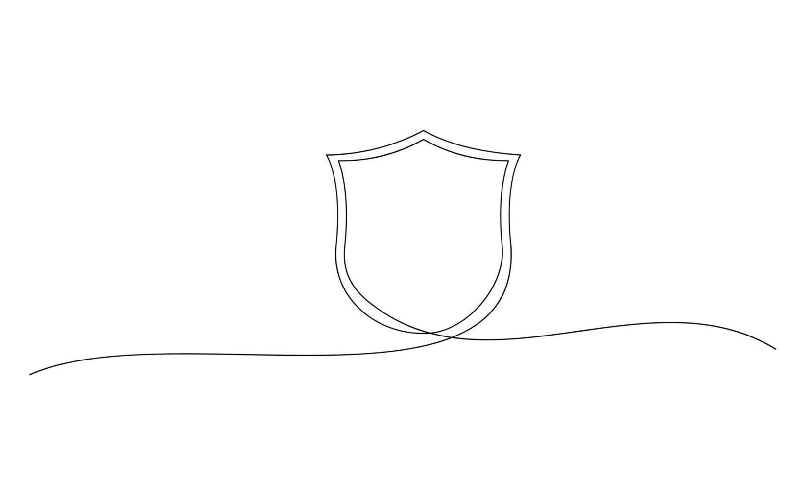 Shield continuous line art. Guard drawing sign. Protect linear symbol vector