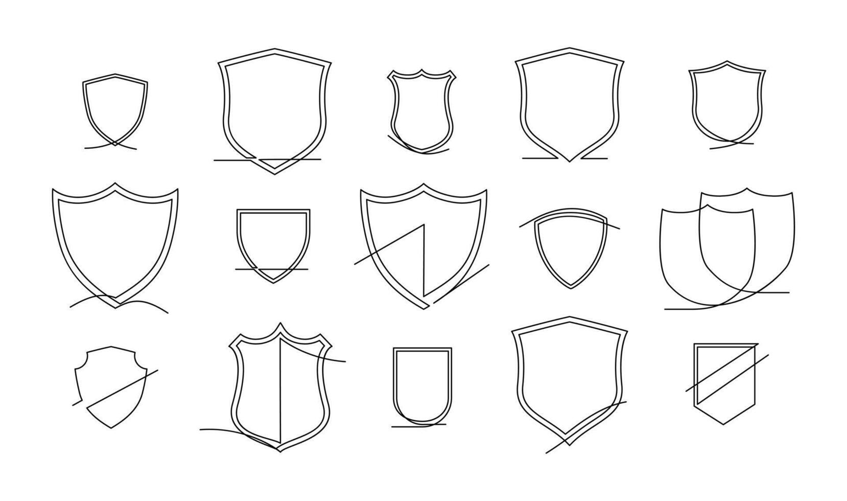 Shield continuous line art. Guard drawing sign. Protect linear symbol vector