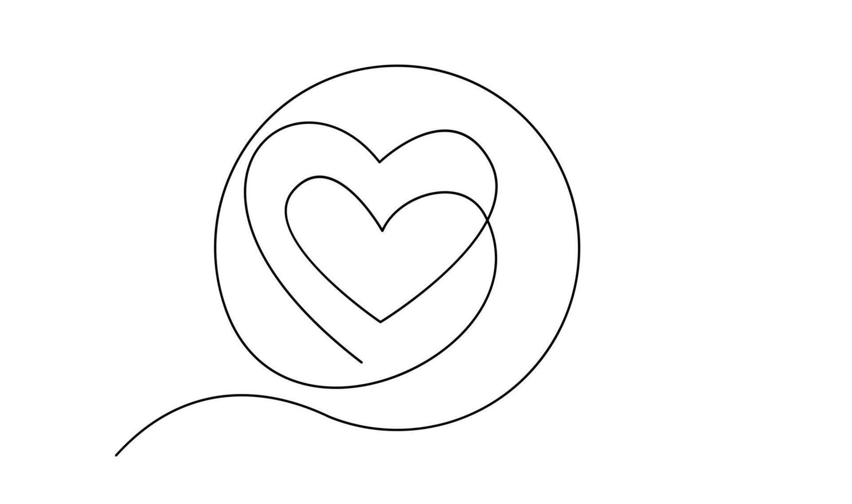 Hearth love continuous line hand writing illustration vector