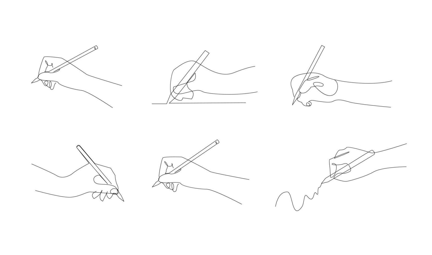 hand writing with pencil in continous line drawing vector illustration