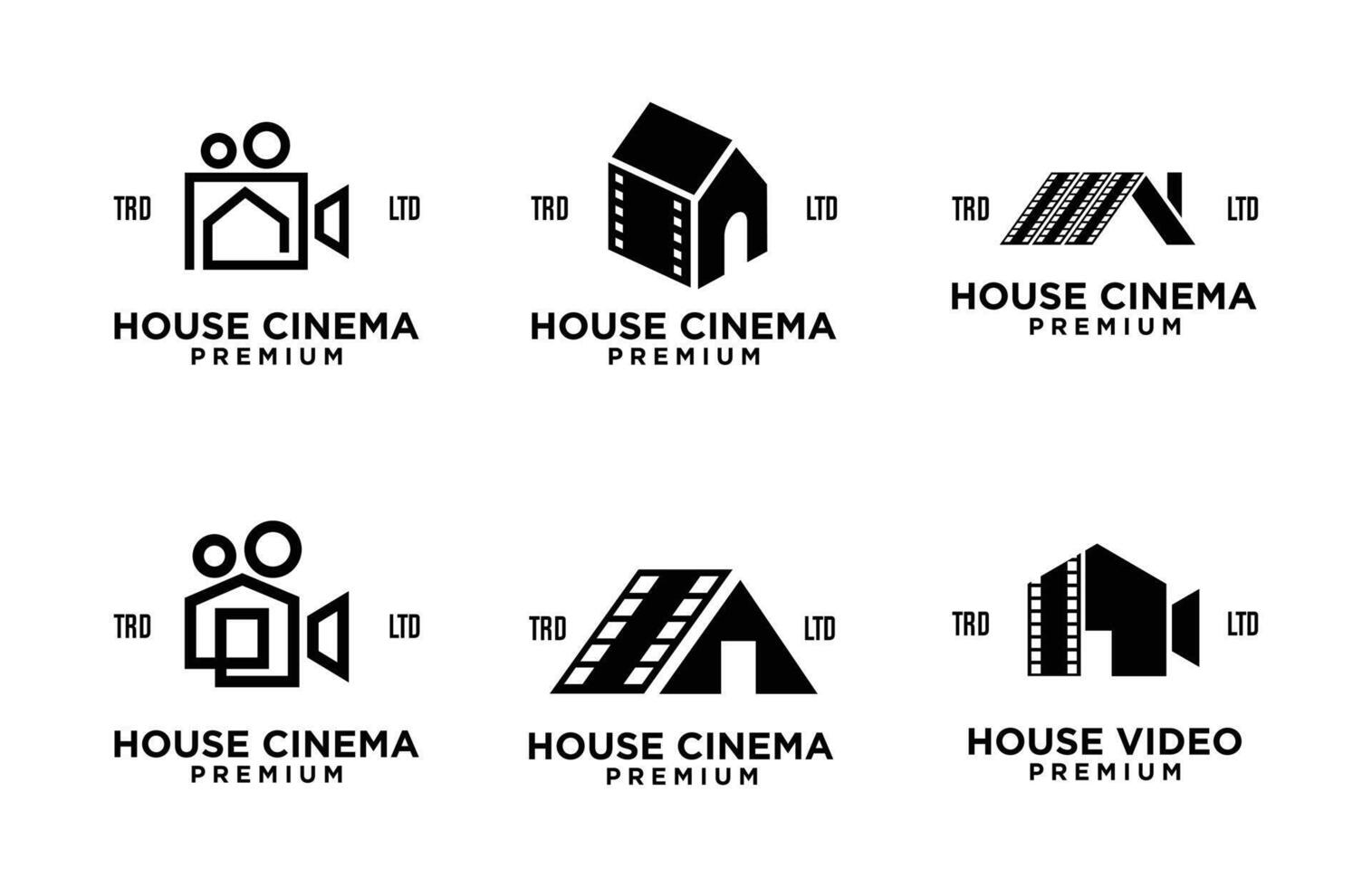 casa hogar estudio película cine vídeo logo icono diseño ilustración vector