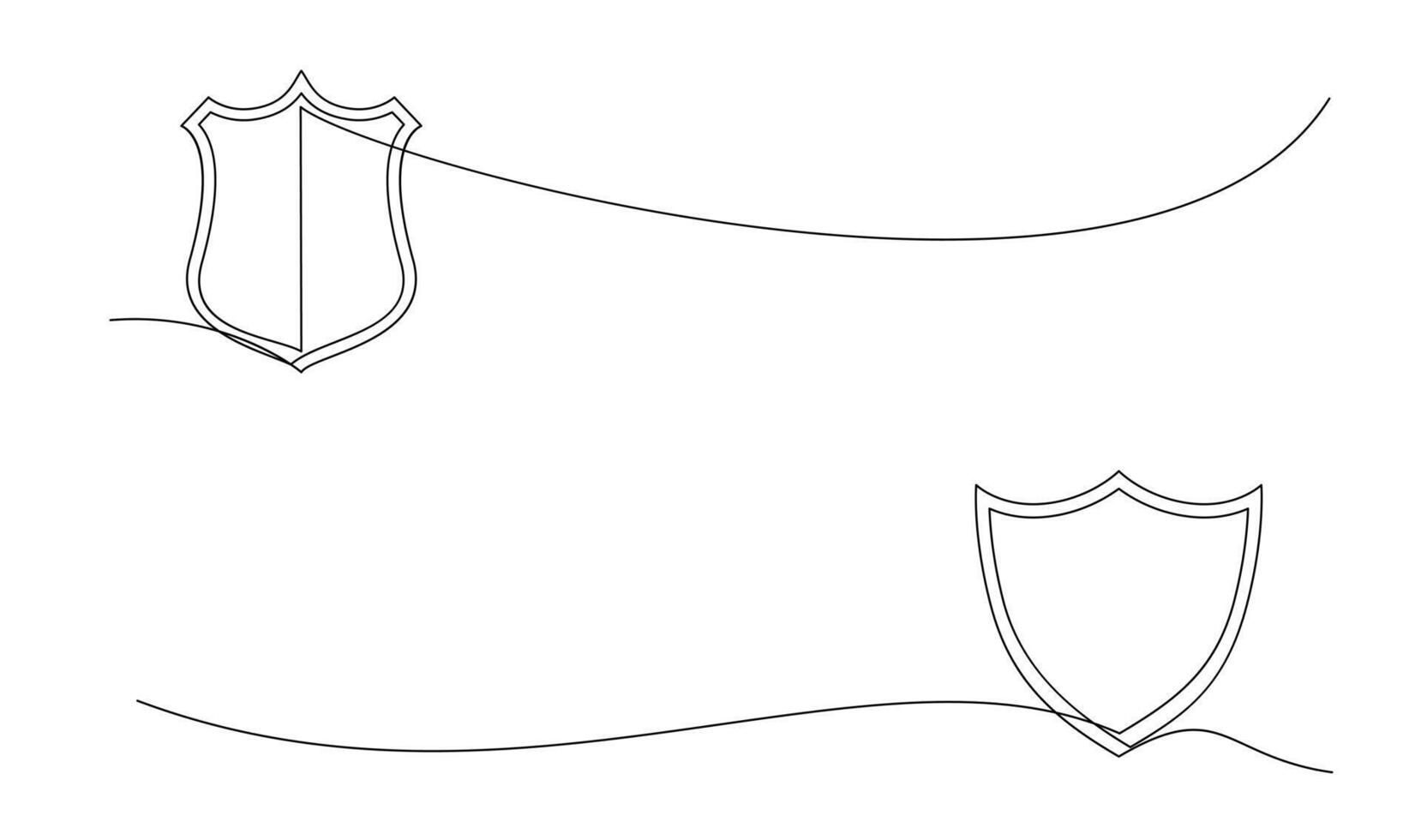 Shield continuous line art. Guard drawing sign. Protect linear symbol vector