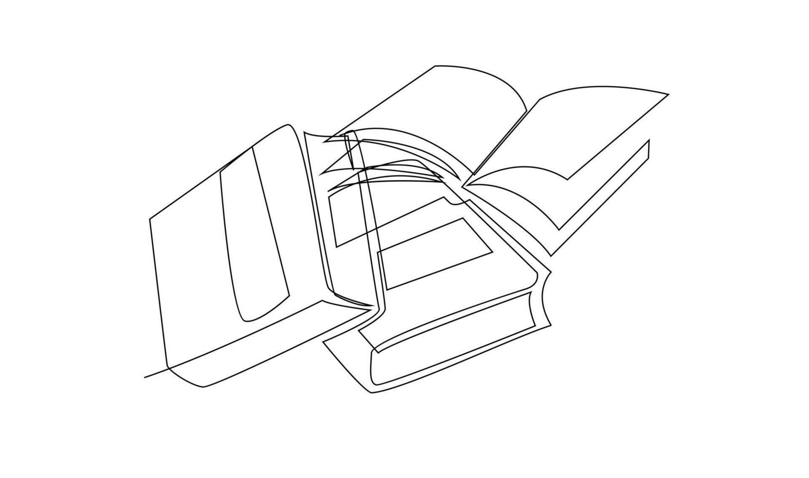 Continuous line art drawing of book illustration vector