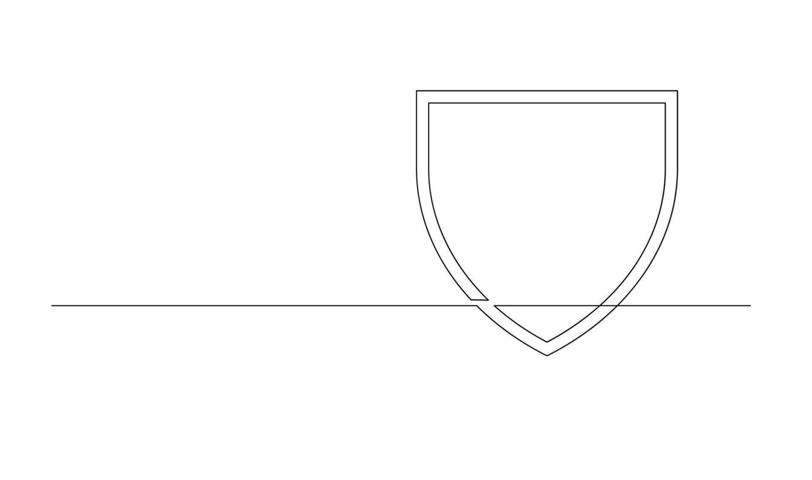 Shield continuous line art. Guard drawing sign. Protect linear symbol vector