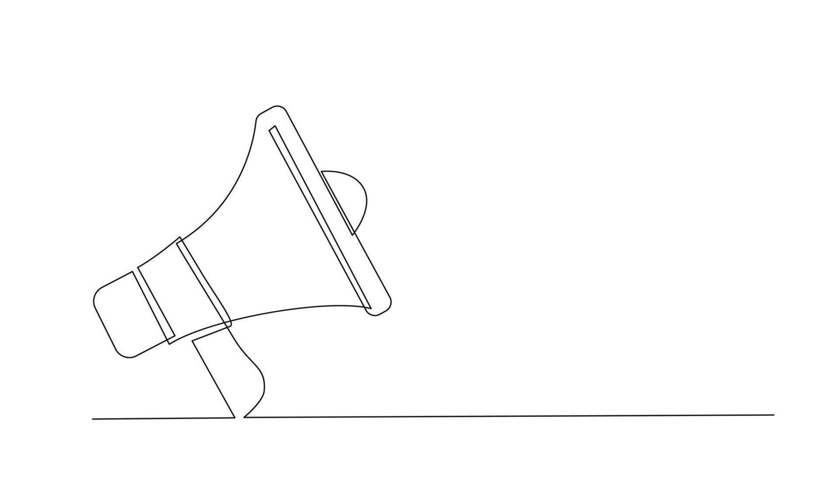 Continuous single one line art drawing of megaphone speaker for news and promotion vector illustration