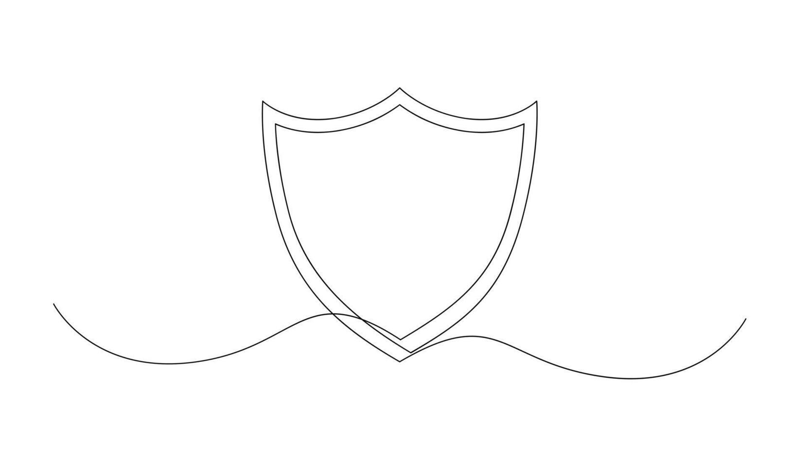 Shield continuous line art. Guard drawing sign. Protect linear symbol vector