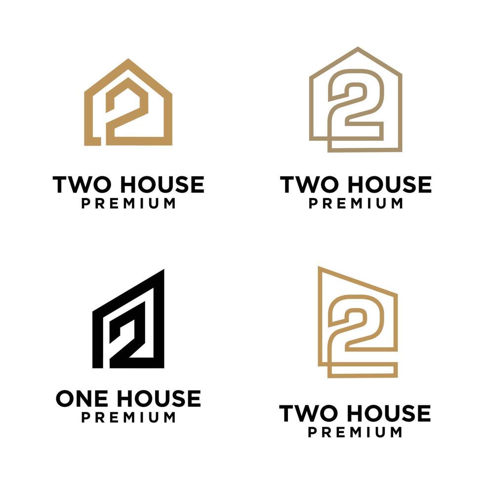 dos casa letra logo icono diseño ilustración vector